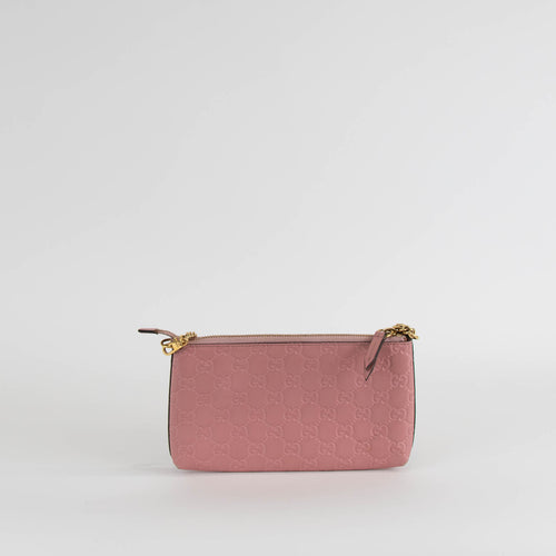 Gucci Pink Guccisima Signature Wrist Wallet