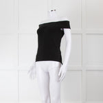 Anine Bing Black Stretch Jersey Off The Shoulder Top