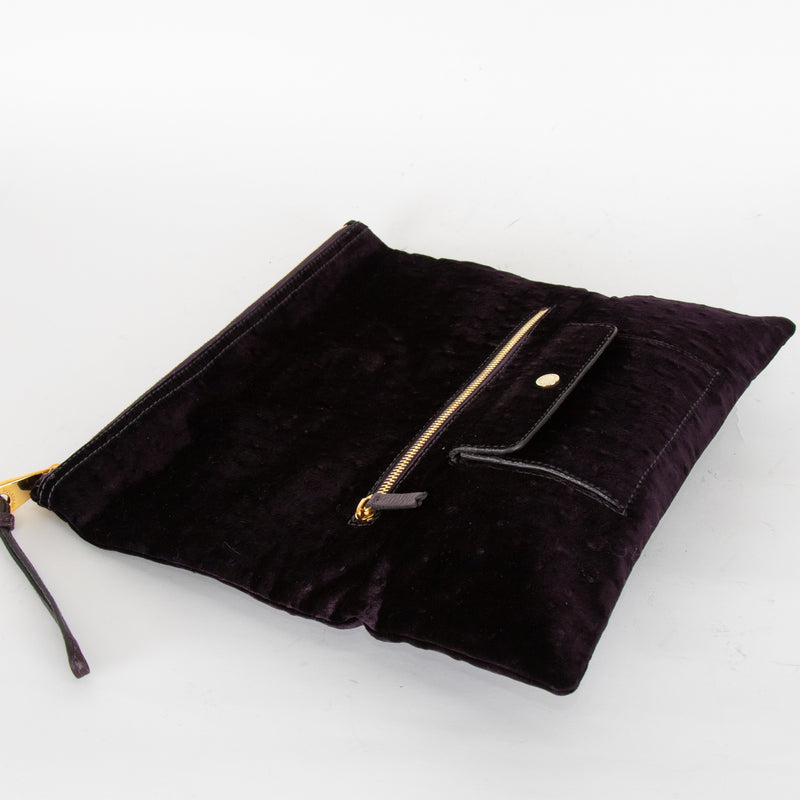 Mulberry Purple Ostrich Velvet Daria Clutch Bag