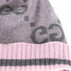 Gucci Grey & Pink Cashmere Logo Beanie