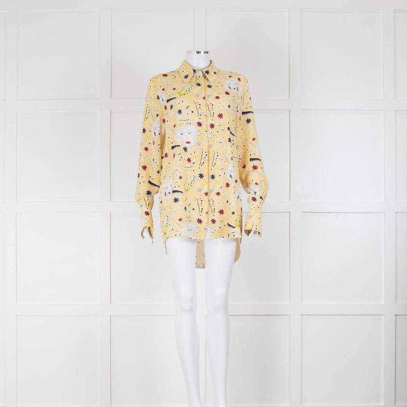 Victoria Victoria Beckham Yellow Jazz Print Blouse