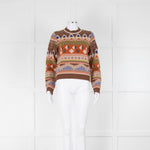 Henrik Vibskov Brown Rust Yellow Intarsia-Knit Short Sweater