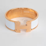 Hermes Rose Gold White Clic Clac GM Bangle