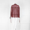 Michael Michael Kors Black, Red , White Patterned Blouse With Tassels & Frill Sleeves