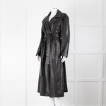 Envelope1976 Black Leather Trench with Belted Waist