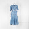 Donna Ida x Fran Bacon Denim Frilled Midi Dress