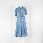 Donna Ida x Fran Bacon Denim Frilled Midi Dress