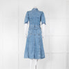 Donna Ida x Fran Bacon Denim Frilled Midi Dress