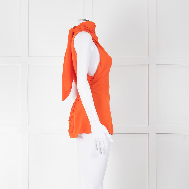 Tove Orange Draped Sleeveless Top