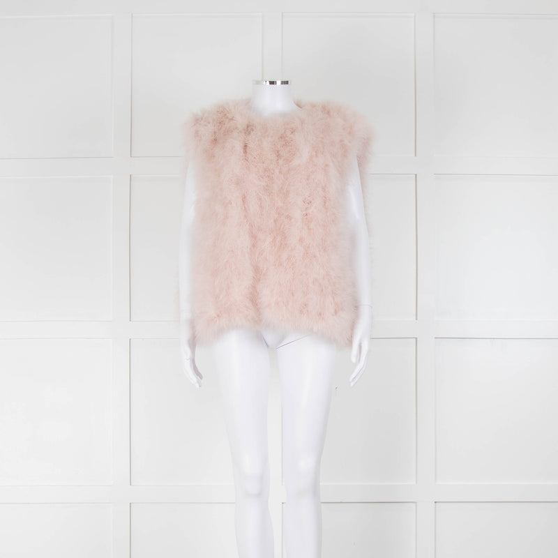 Yves Salomon Pink Feather With Silk Lining Gilet