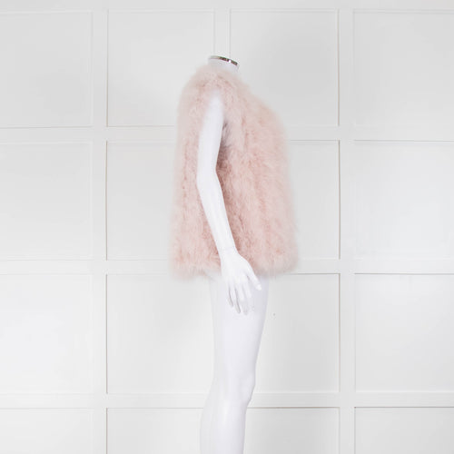 Yves Salomon Pink Feather With Silk Lining Gilet