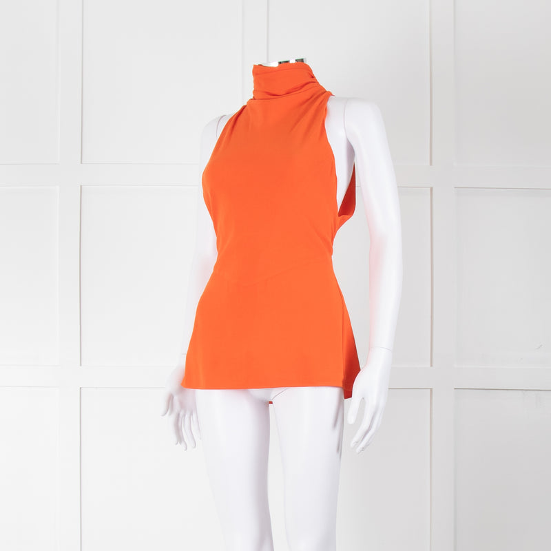 Tove Orange Draped Sleeveless Top