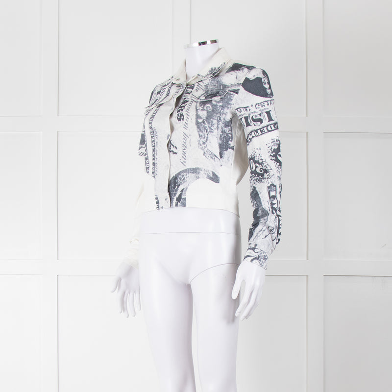 Acne Studios White Money Print Denim Jacket