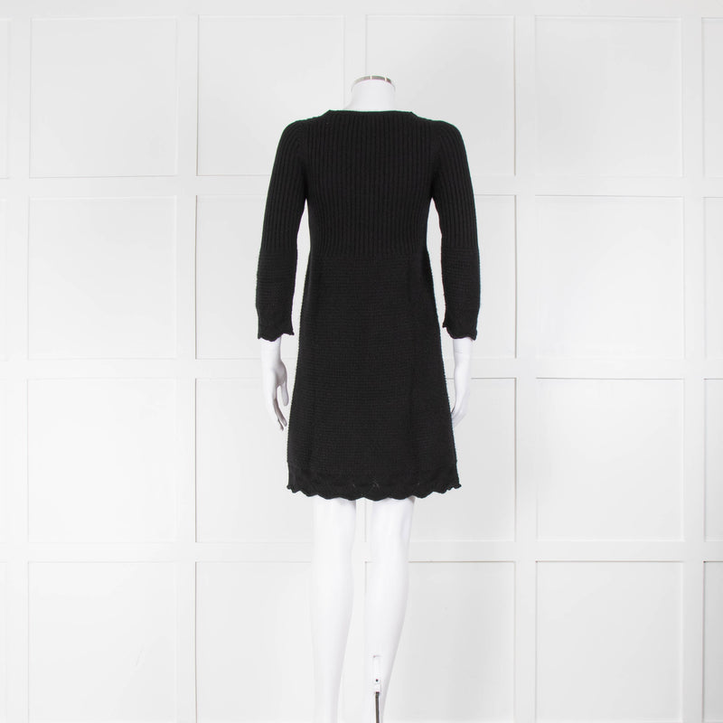 Chanel Black Cashmere Ribbed Short Dress