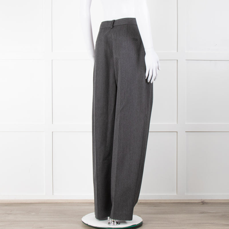 Victoria Beckham Grey Herringbone Pinstripe Carrot Shape Trousers