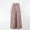 Zimmerman Pale Pink Animal Print Belted Wide Leg Trousers