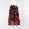 Simone Rocha Black Red Flower Embroidered Tulle Midi Skirt