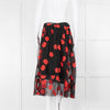 Simone Rocha Black Red Flower Embroidered Tulle Midi Skirt