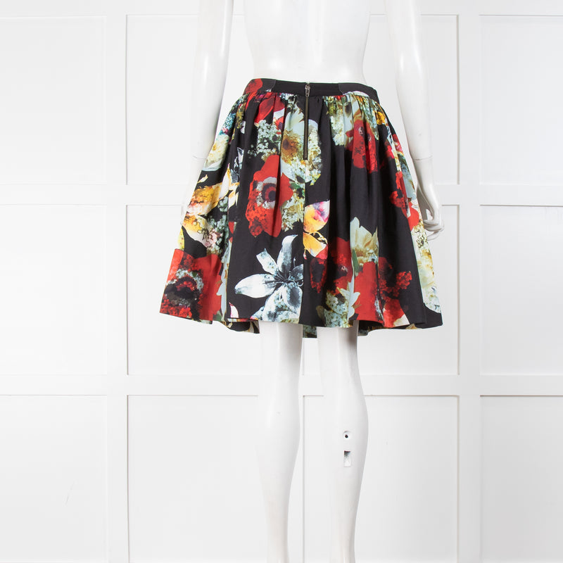 Alice + Olivia Floral Flounce Mini Skirt