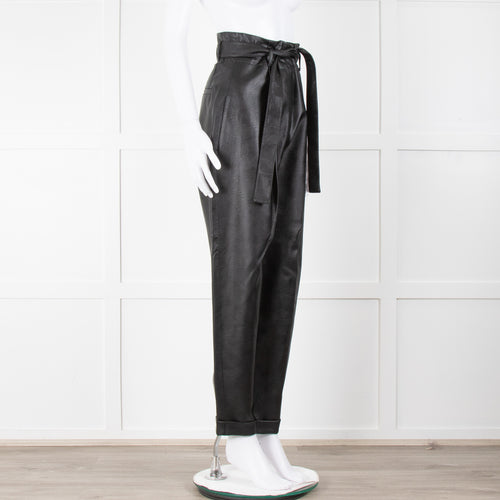 Philosophy Black Faux Leather Belted Trousers