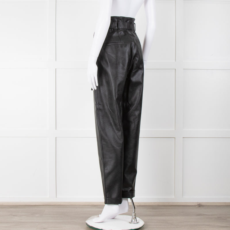 Philosophy Black Faux Leather Belted Trousers