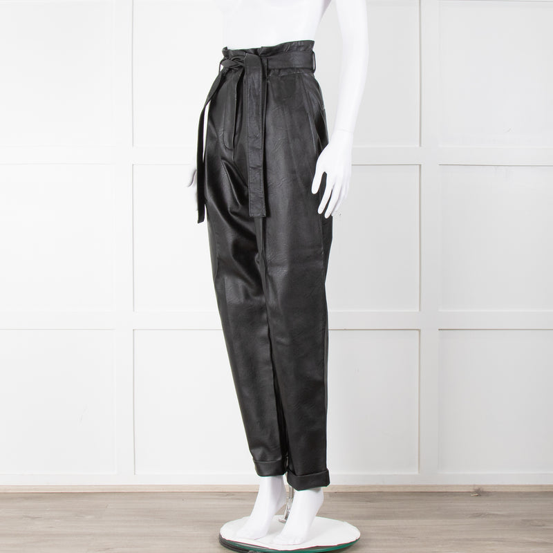 Philosophy Black Faux Leather Belted Trousers