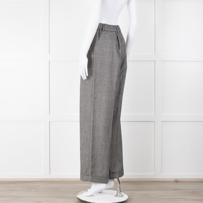 LilySilk Grey Prince of Wales Cuffed Tailored Trousers