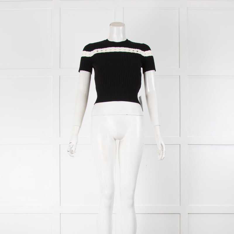 Alexander McQueen Black Cropped Top With Cream Panel
