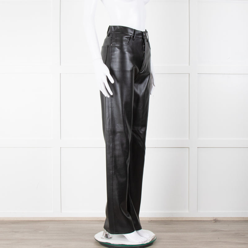 Anine Bing Black Faux Leather Trousers