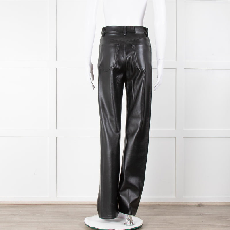 Anine Bing Black Faux Leather Trousers