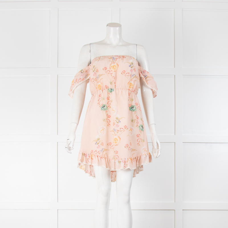 Athena Procopiou Pale Pink Cold Shoulder Mini Dress