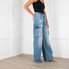 DL 1961 Wide Leg Low Rise Vintage Cargo Jean in Aged Mid