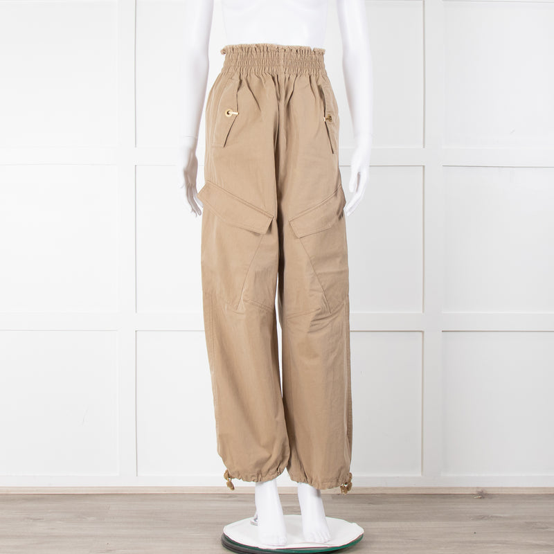 Dion Lee Beige Frayed Waistband Cargo Trousers