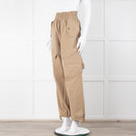 Dion Lee Beige Frayed Waistband Cargo Trousers