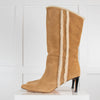 Iro Takari Camel Suede And Shearling Trim Kitten Heel Boots