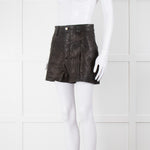 IRO Black Leather High Waist Shorts