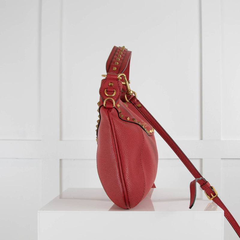 Valentino Garavani Red Twinkle Studded Small Hobo