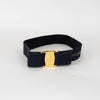 Salvatore Feragamo Navy Gabardine Gold Buckle Belt