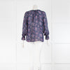 Joie Dark Blue Floral Button Front Sheer Blouse