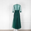 Costarellos Green Lace 3/4 Sleeve Evening Dress