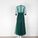 Costarellos Green Lace 3/4 Sleeve Evening Dress