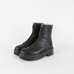 The Row Black Leather Zip Front Boot