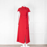 Amal Al Mulla Red Sleeveless Tie Neck Maxi Dress