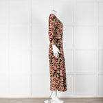 Raey Black Peach Floral Silk Midi Dress