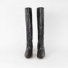 Anine Bing Black Croc Kitten Heel Knee Boots