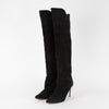 Aquazzura Black Suede Knee Boots with Dipped Sides