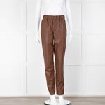 Tibi Tan Faux Leather Elasticated Waist Trousers