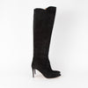 Aquazzura Black Suede Knee Boots with Dipped Sides