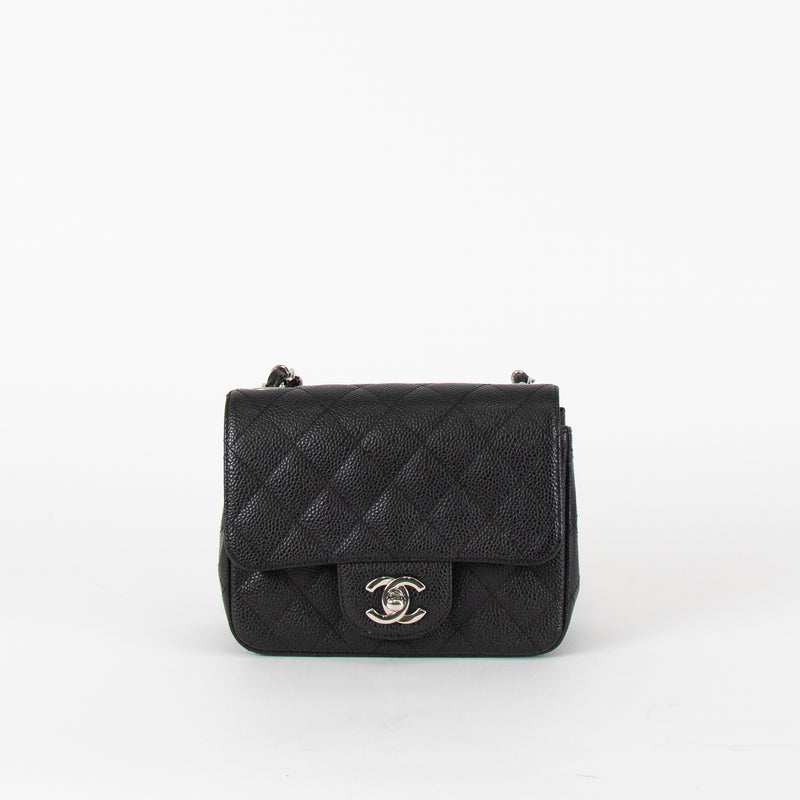 Chanel Black Caviar Leather Mini Carre Timeless Bag