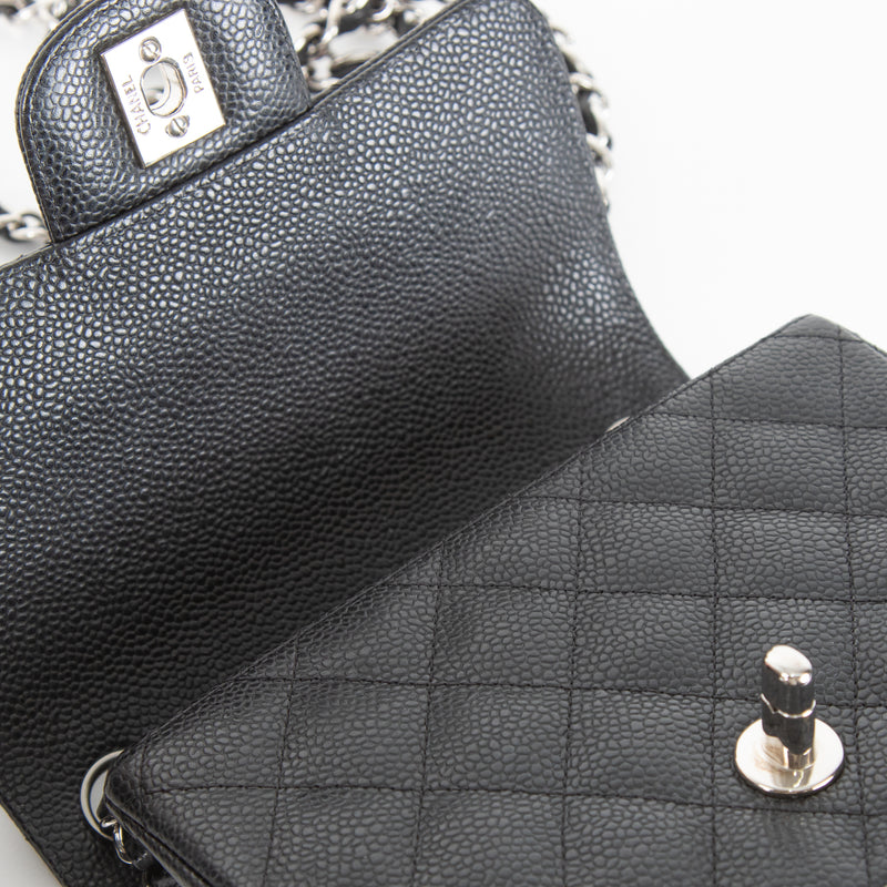 Chanel Black Caviar Leather Mini Carre Timeless Bag